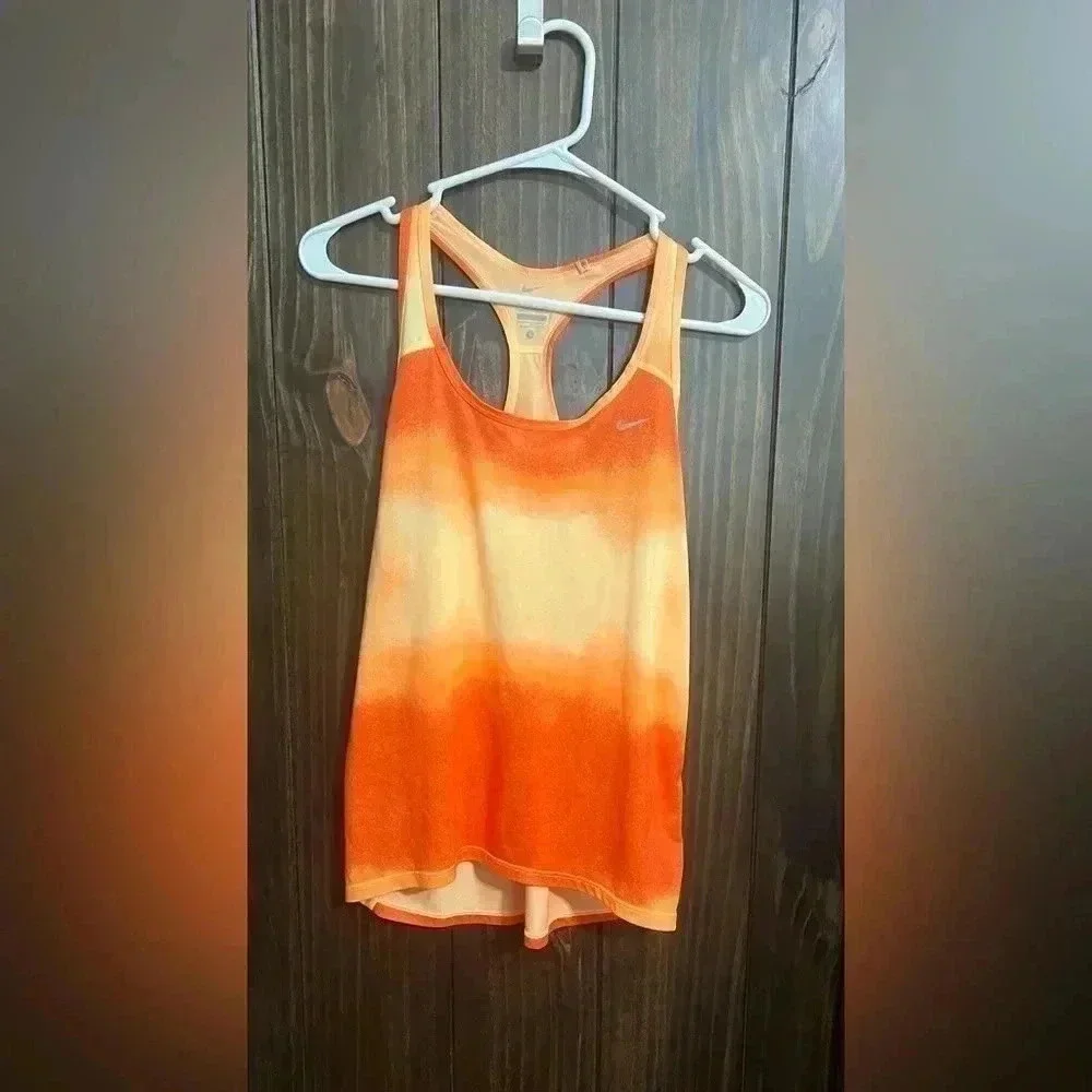Nike Dry Fit Orange Tie Dye Active Racerback Tank Top S